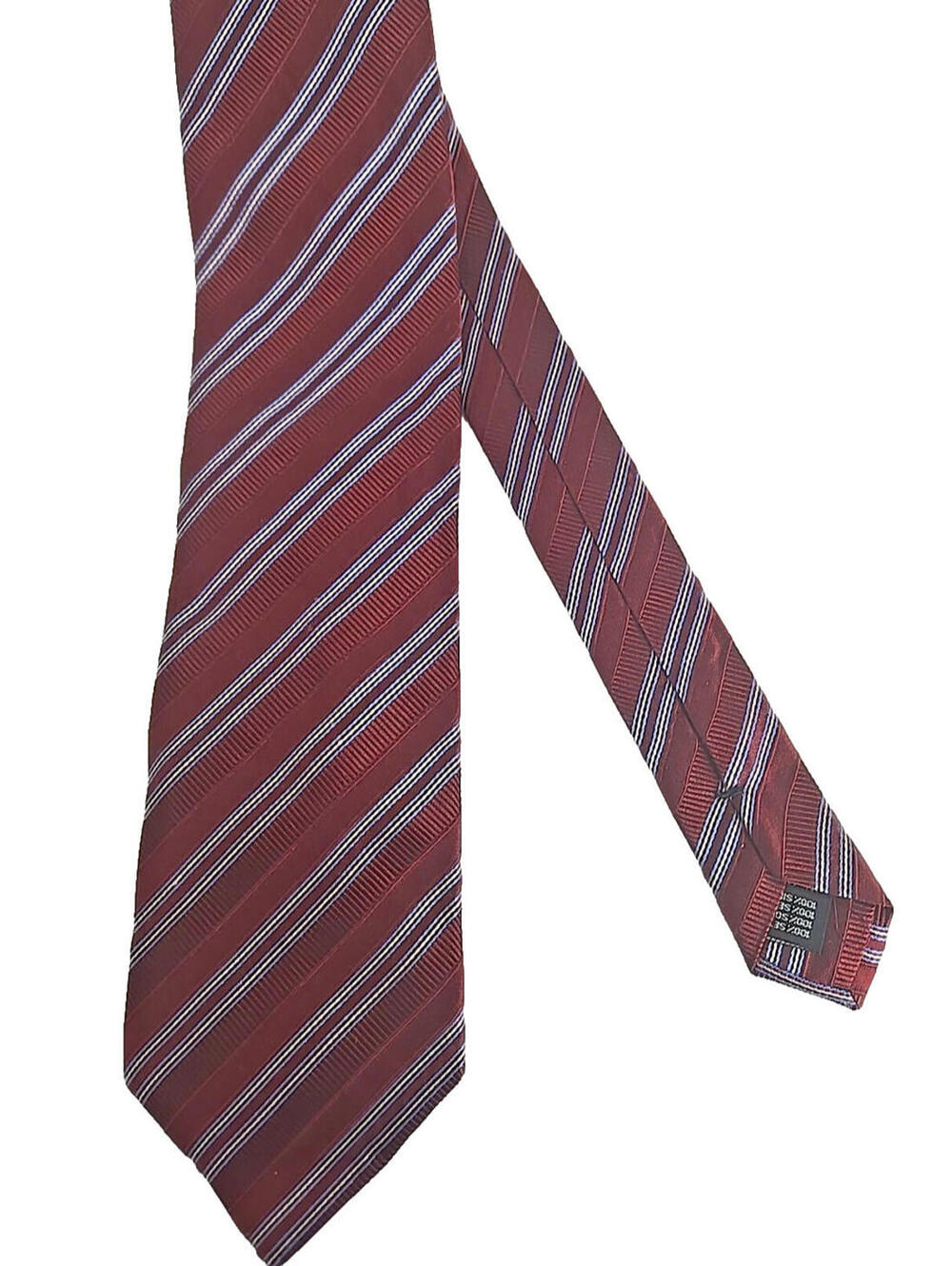 Florence Style Silk Repp Neck Tie Red Blue White Stripe Made in Italy Preppy